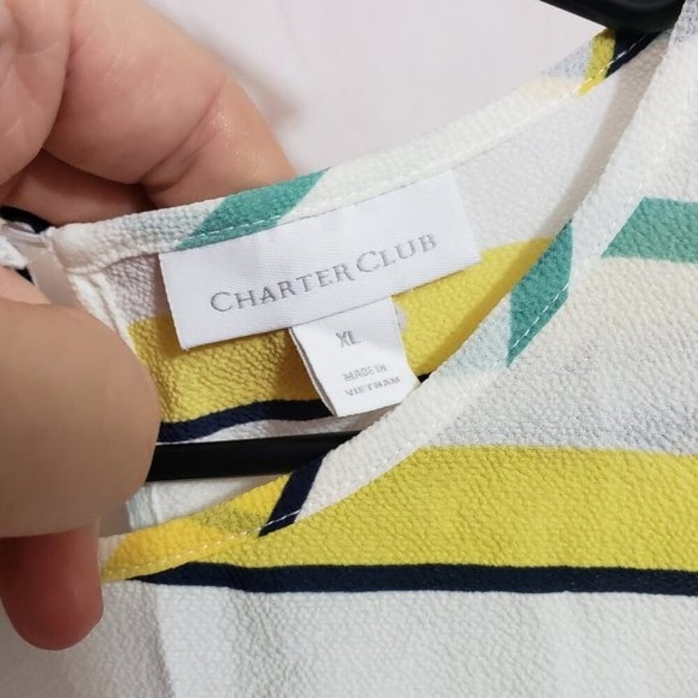 Charter Club Cloud Combo Tie Sleeve Top (AJ) - Picture 2 of 8